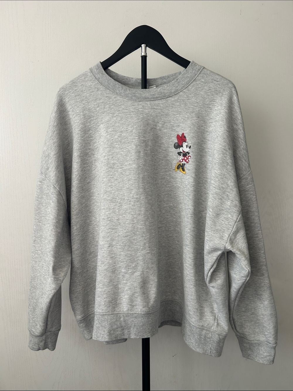 Disney Gray Crewneck Sweatshirt with Minnie Mouse Accent